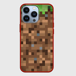 Чехол для iPhone 13 Pro ЗЕМЛЯ DIRT MINECRAFT, цвет: 3D-красный
