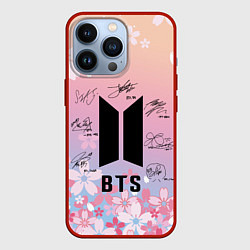 Чехол для iPhone 13 Pro BTS БТС АВТОГРАФЫ УЧАСТНИКОВ, цвет: 3D-красный