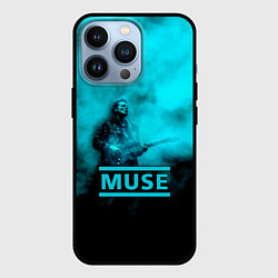 Чехол для iPhone 13 Pro Мэттью Беллами бирюзовый туман Muse, цвет: 3D-черный