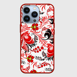 Чехол для iPhone 13 Pro Русская национальная роспись, цвет: 3D-красный