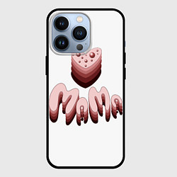 Чехол для iPhone 13 Pro Объемное розовое сердце с бусинами и объемной розо, цвет: 3D-черный