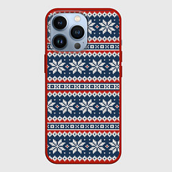 Чехол для iPhone 13 Pro Knitted Christmas Pattern, цвет: 3D-красный
