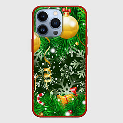 Чехол для iPhone 13 Pro Новогоднее Настроение Елка, цвет: 3D-красный