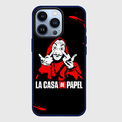 Чехол для iPhone 13 Pro БУМАЖНЫЙ ДОМ F*CK THE SYSTEM, цвет: 3D-тёмно-синий