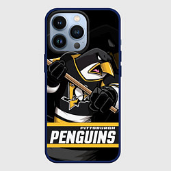 Чехол для iPhone 13 Pro Питтсбург Пингвинз, Pittsburgh Penguins, цвет: 3D-тёмно-синий