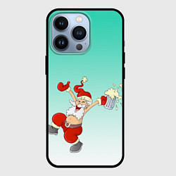 Чехол для iPhone 13 Pro Веселый празднующий дед Мороз, цвет: 3D-черный