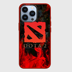Чехол для iPhone 13 Pro DOTA 2 ЛОГО В ОГНЕ, ПЕРСОНАЖИ, цвет: 3D-красный