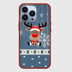 Чехол для iPhone 13 Pro New Years Deer, цвет: 3D-красный