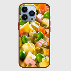 Чехол для iPhone 13 Pro Весь в оливье, цвет: 3D-красный