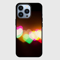 Чехол для iPhone 13 Pro Горящие сердца всех цветов радуги, цвет: 3D-черный