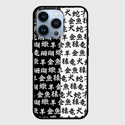 Чехол для iPhone 13 Pro ЧЁРНО БЕЛЫЕ ИЕРОГЛИФЫ, цвет: 3D-черный