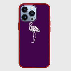 Чехол для iPhone 13 Pro Фламинго в сиреневом, цвет: 3D-красный