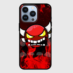 Чехол iPhone 13 Pro GEOMETRY DASH RAGE SMLIE LEVELS RED FIRE