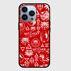 Чехол для iPhone 13 Pro THE WITCHER LOGOBOMBING ЛОГОТИПЫ ВЕДЬМАКА, цвет: 3D-черный