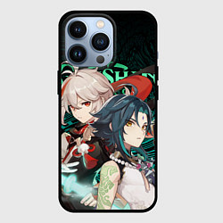 Чехол для iPhone 13 Pro КАЗУХА И СЯО XIAO AND KAZUHA GENSHIN, цвет: 3D-черный