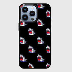 Чехол для iPhone 13 Pro Мультяшная акула с открытой пастью паттерн, цвет: 3D-черный