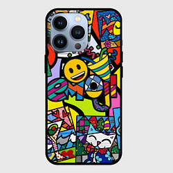 Чехол для iPhone 13 Pro Romero Britto - emoji, цвет: 3D-черный