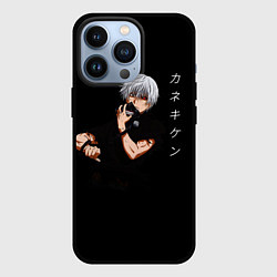 Чехол для iPhone 13 Pro Токийский Гуль снимает маску Иероглифы, цвет: 3D-черный