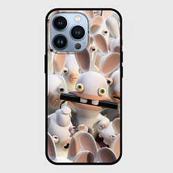 Чехол для iPhone 13 Pro Куча бешеных кроликов, цвет: 3D-черный