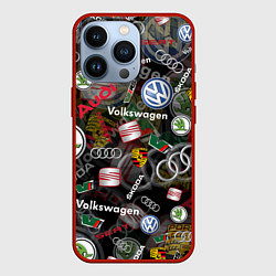 Чехол для iPhone 13 Pro Volkswagen Group AUDI VW SEAT PORSCHE SKODA, цвет: 3D-красный