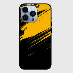 Чехол для iPhone 13 Pro Black and yellow grunge, цвет: 3D-черный