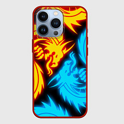 Чехол для iPhone 13 Pro НЕОНОВЫЕ ДРАКОНЫ NEON DRAGONS, цвет: 3D-красный