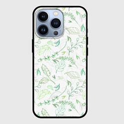 Чехол для iPhone 13 Pro Хаос из зелёных веток и листьев, цвет: 3D-черный