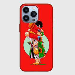 Чехол для iPhone 13 Pro Объятия Луффи чиби Ван Пис, цвет: 3D-красный