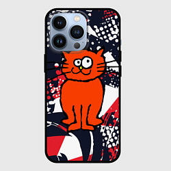 Чехол для iPhone 13 Pro Забаный красный кот, цвет: 3D-черный