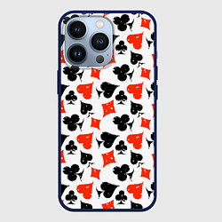 Чехол для iPhone 13 Pro Пика, Черва, Крестя, Бубна, цвет: 3D-тёмно-синий