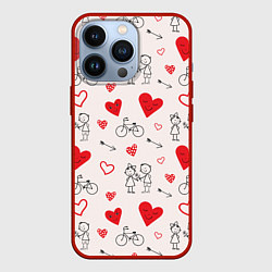 Чехол для iPhone 13 Pro Романтические сердечки, цвет: 3D-красный