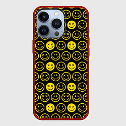 Чехол для iPhone 13 Pro Nirvana смайлики, цвет: 3D-красный