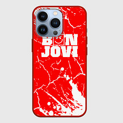 Чехол для iPhone 13 Pro Bon jovi Трещины, цвет: 3D-красный