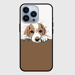 Чехол для iPhone 13 Pro Грустный Щенок Бигля, цвет: 3D-черный