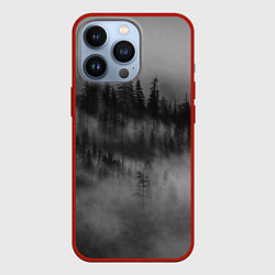 Чехол для iPhone 13 Pro Туманный лес - природа, цвет: 3D-красный