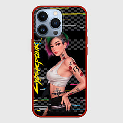 Чехол для iPhone 13 Pro Киберпанк Джуди, цвет: 3D-красный