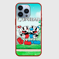 Чехол для iPhone 13 Pro Cuphead Красная и синяя чашечка, цвет: 3D-красный