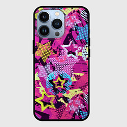 Чехол для iPhone 13 Pro Star Colorful Pattern Fashion Neon, цвет: 3D-черный