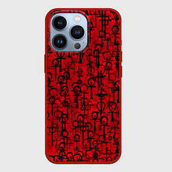 Чехол для iPhone 13 Pro Знаки вампиров, цвет: 3D-красный