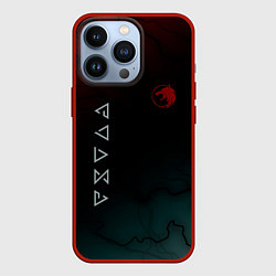 Чехол для iPhone 13 Pro The witcher Волк Черные Молнии, цвет: 3D-красный