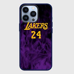 Чехол для iPhone 13 Pro Lakers 24 фиолетовое пламя, цвет: 3D-тёмно-синий