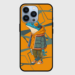 Чехол для iPhone 13 Pro Лягушка в модной куртке, цвет: 3D-черный