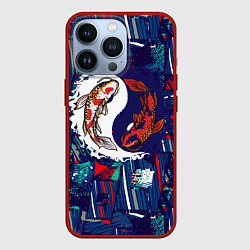 Чехол для iPhone 13 Pro Рыбки Инь и ян, цвет: 3D-красный