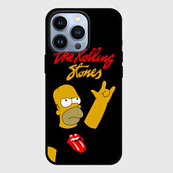 Чехол iPhone 13 Pro Rolling Stones Гомер Симпсон рокер