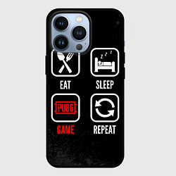 Чехол для iPhone 13 Pro Eat, Sleep, PUBG, Repeat, цвет: 3D-черный