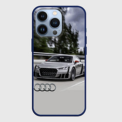 Чехол для iPhone 13 Pro Ауди на скоростном шоссе Audi on the expressway, цвет: 3D-тёмно-синий