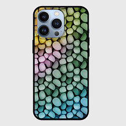 Чехол для iPhone 13 Pro Морские розовые голубые желтые камешки, цвет: 3D-черный