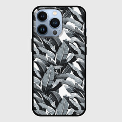 Чехол iPhone 13 Pro Чёрно-белые Листья Пальм