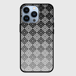 Чехол для iPhone 13 Pro Геометрический узор в серых тонах градиент, цвет: 3D-черный
