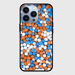 Чехол для iPhone 13 Pro Глянцевые Разноцветные Шарики, цвет: 3D-черный